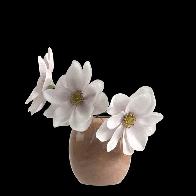 3d illustration of flower vase isolated on black background