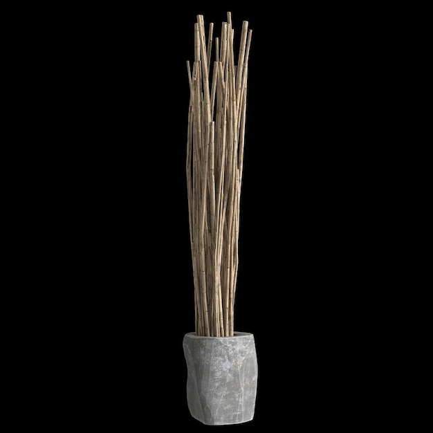 Photo 3d illustration of flower vase isolated on black background