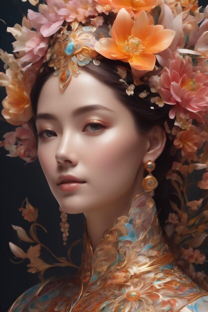 3D illustration of a flowers geisha