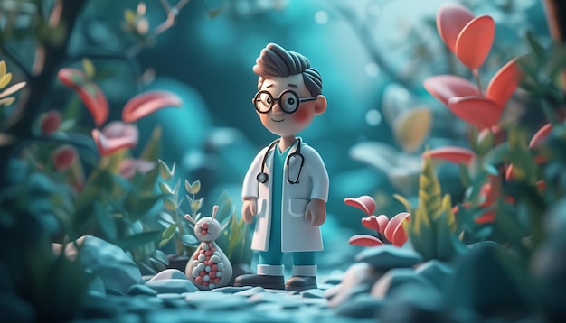 a 3D illustration focusing on a doctors badge