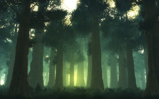 3D illustration of forest.