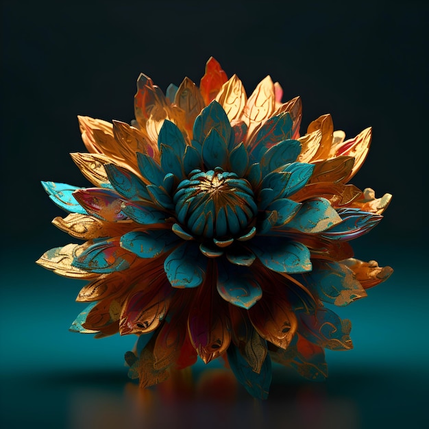 3D illustration of a fractal flower in the form of a mandala