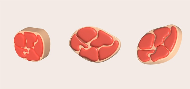 3d illustration fresh slices or meat marbling of pork or beef tenderloin for steak