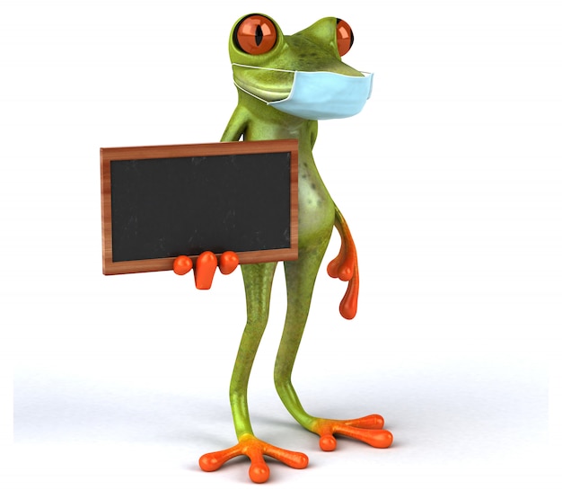 3D Illustration of a frog with a mask