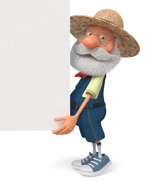 3D illustration funny farmer poster