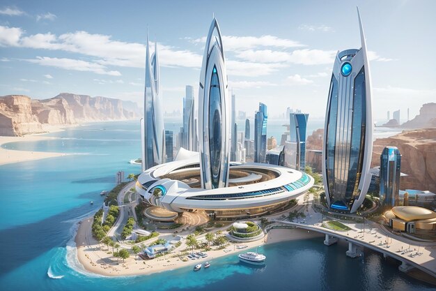 3d illustration of a futuristic city