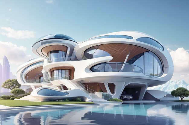 3D Illustration of a futuristic luxury house