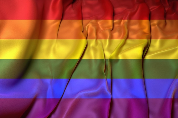 3d illustration of gay pride flag on wavy fabric