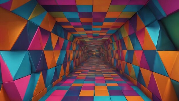 3d illustration of geometric tunnel in shape of rhombus