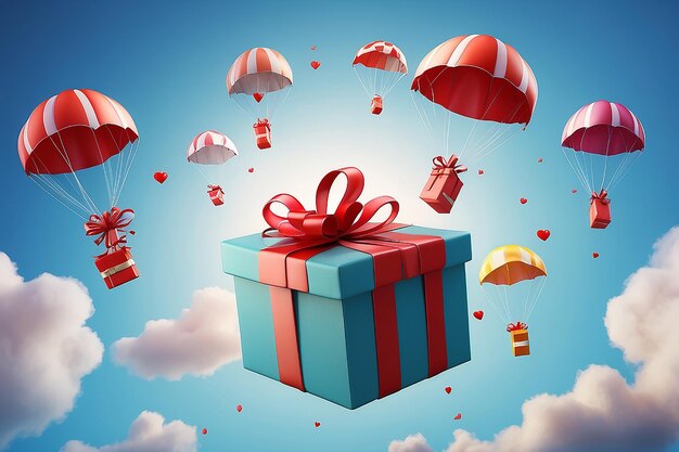 3d illustration of gift parachute