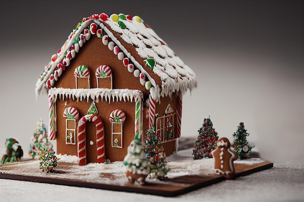 3d illustration of glazed cookie house with windowsroof and door details