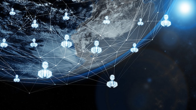 3d illustration global modern creative communication and internet network map