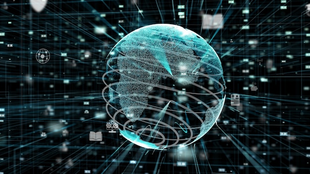 3d illustration of global online internet network concept