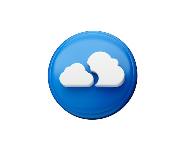 3d illustration of glossy blue and white broken cloud isolated on white background