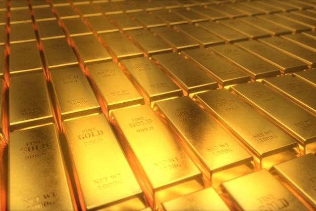 3d illustration of gold bars