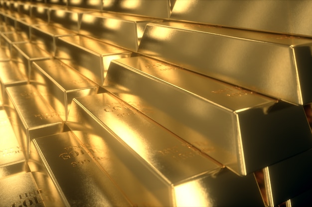 3d illustration of gold bars