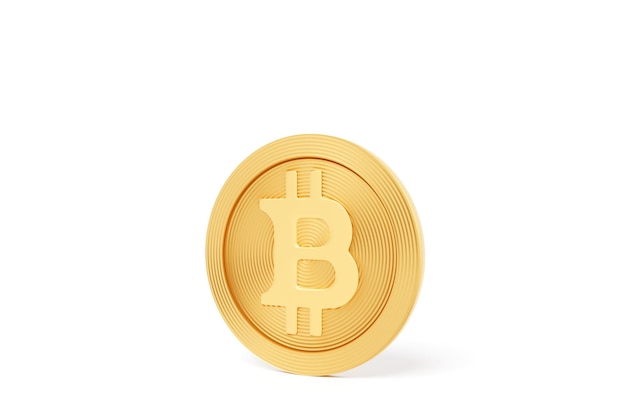 3dイラストゴールドビットコインコイン白い背景の暗号通貨ビットコインシンボル