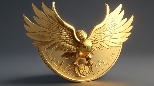 Foto illustrazione 3d di una moneta d'oro