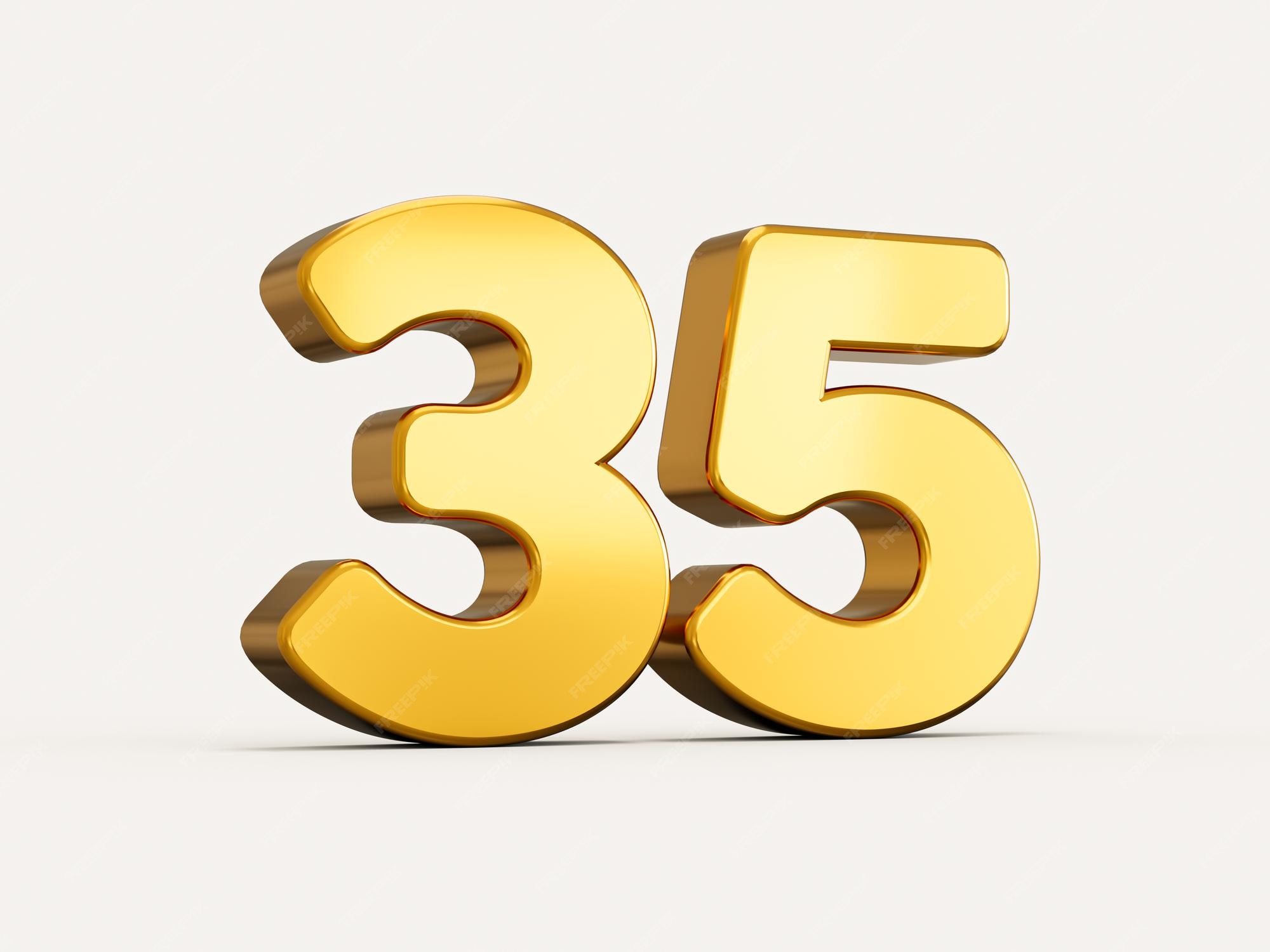 Premium Photo 3d illustration of golden number 35 or thirty five isolated on beige background Premium Photo 3d illustration of golden number 35 or thirty five isolated on beige background