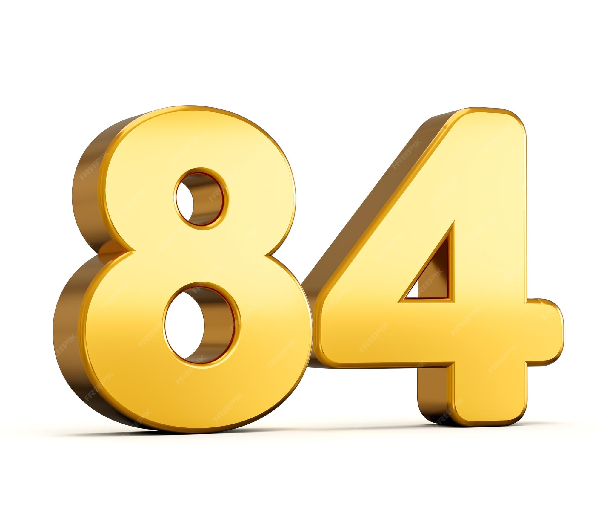 Premium Photo | 3d illustration of golden number eighty four or 84