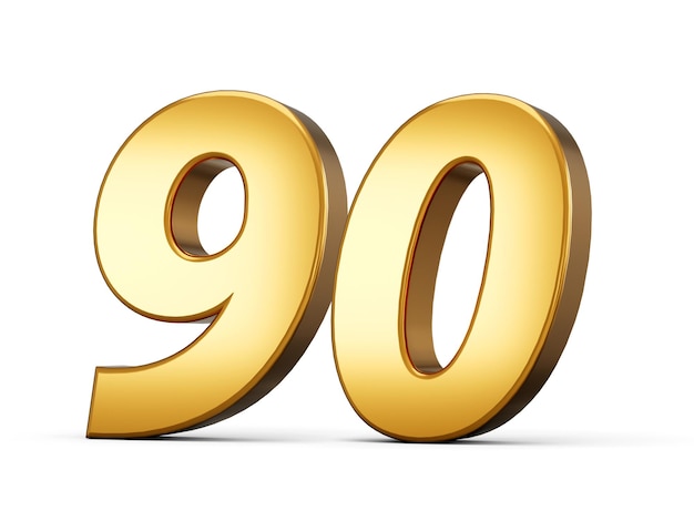 Premium Photo | 3d illustration of golden number ninety or 90