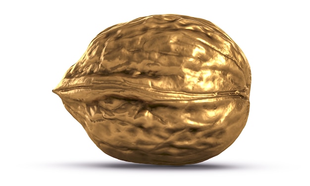 Illustrazione 3d di golden nut isolati su sfondo bianco