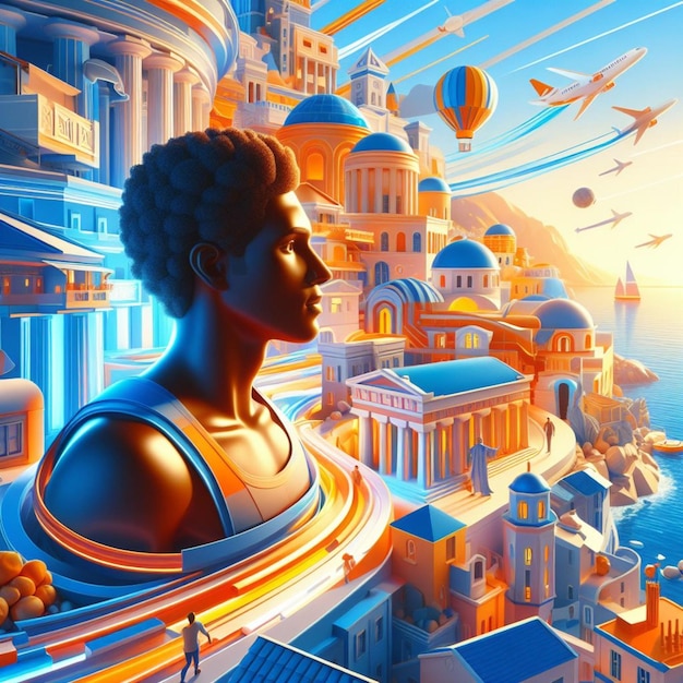 3D-иллюстрация Греции на сером фоне