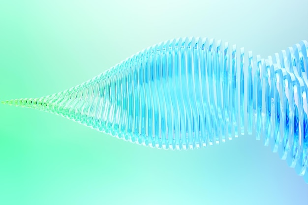 3D illustration green and blue stripes in the form of wave waves futuristic background