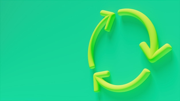 3d illustration of green color cycle and recycle symbol eco awareness theme