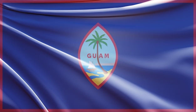 3d illustration of guam flag on wavy fabric