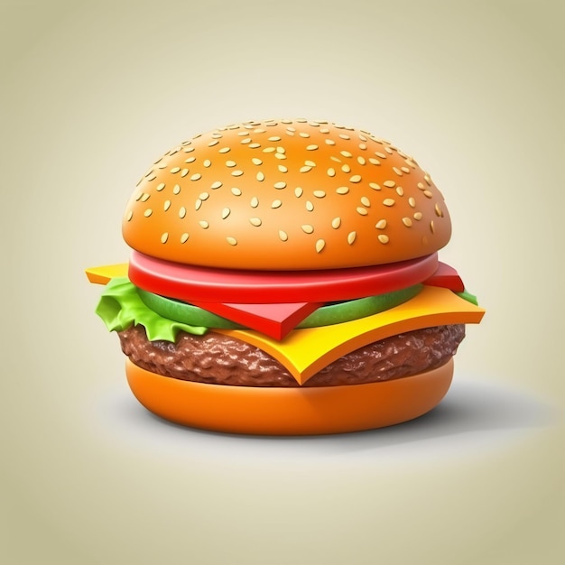 3D illustration of hamburger Hamburger 3D illustration