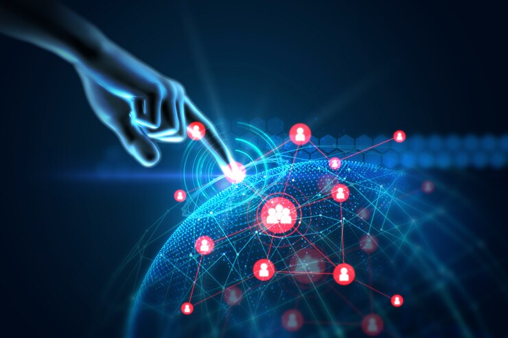 Photo 3d illustration of hand touch gesture on futuristic technology element