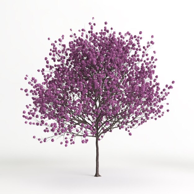 Foto illustrazione 3d dell'albero di handroanthus impetiginosu isolato su sfondo bianco