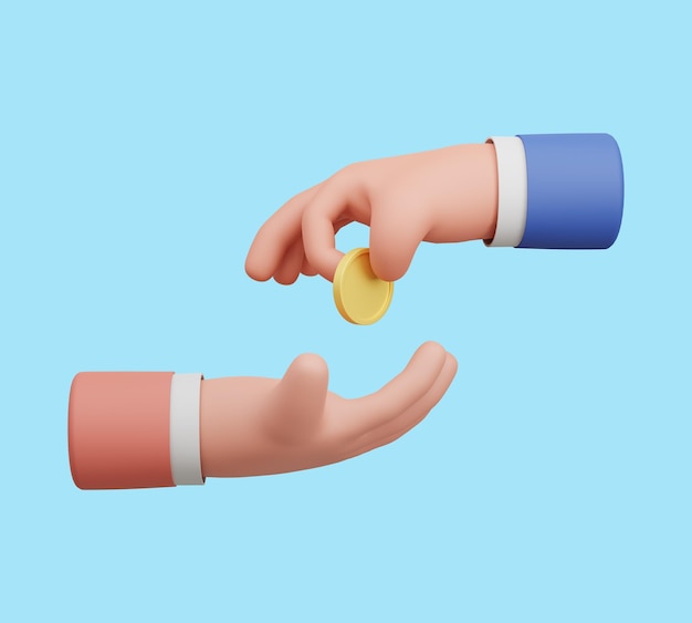 3D illustration Hands Giving amp Receiving Money