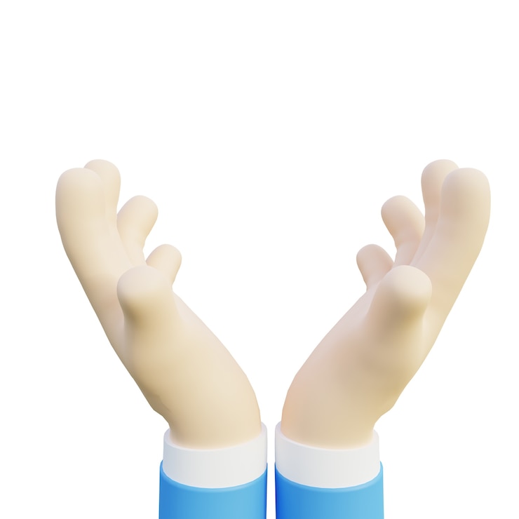 Photo 흰색 배경으로 손의 3d 그림