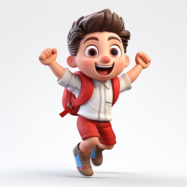 3d illustration of happy boy red and white concept character isolated on white background