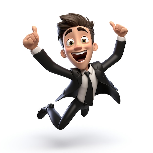 3d illustration of happy man working office concept character isolated on white background