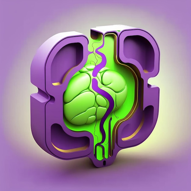 A 3d illustration of a heart with the word heart on it