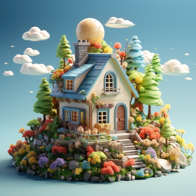 3d illustration house