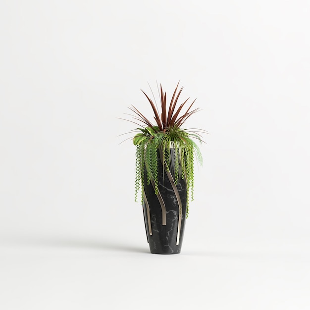 흰색 배경에 고립 된 houseplants의 3d 그림