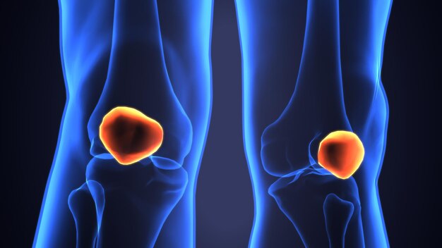 Photo a 3d illustration of a human body with the knees showing a red and orange image