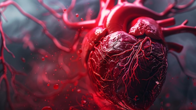 3D illustration of the human heart and its circulatory system