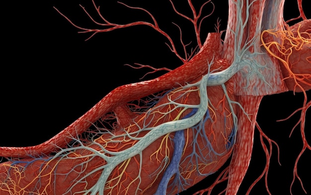 Foto un'illustrazione 3d di un cuore umano