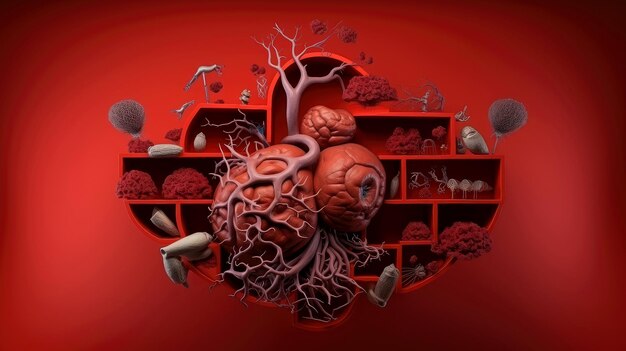 Foto illustrazione 3d dei sistemi di organi umani organi interni umani anatomia circolatorio nervoso