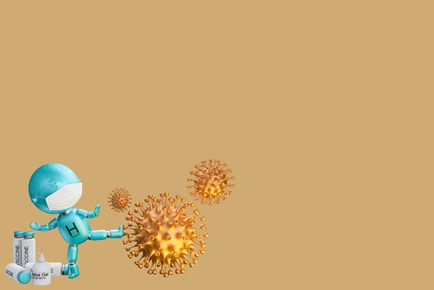 3d illustration humans fighting corona virus