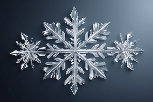 3D-иллюстрация прозрачной декорации из снежинки в виде льда