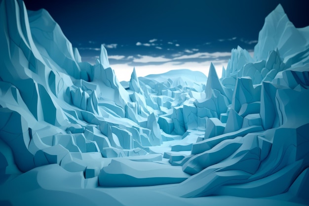 A 3d illustration of icebergs with the word ice on the bottom.