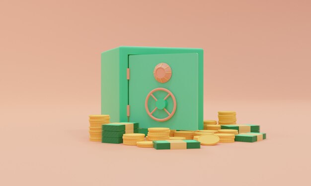 3d illustration icon safe box