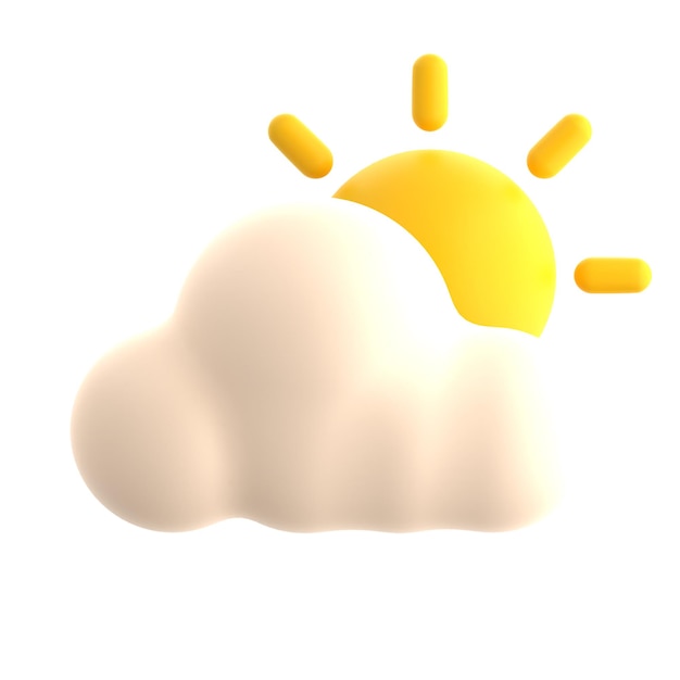 3d illustration icon of sun and cloud