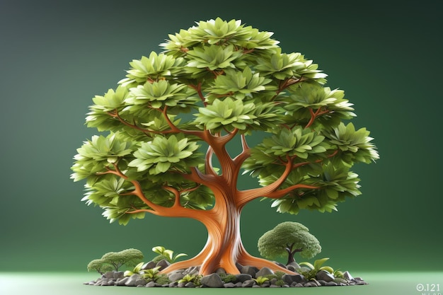 3d illustration of icon of a tree